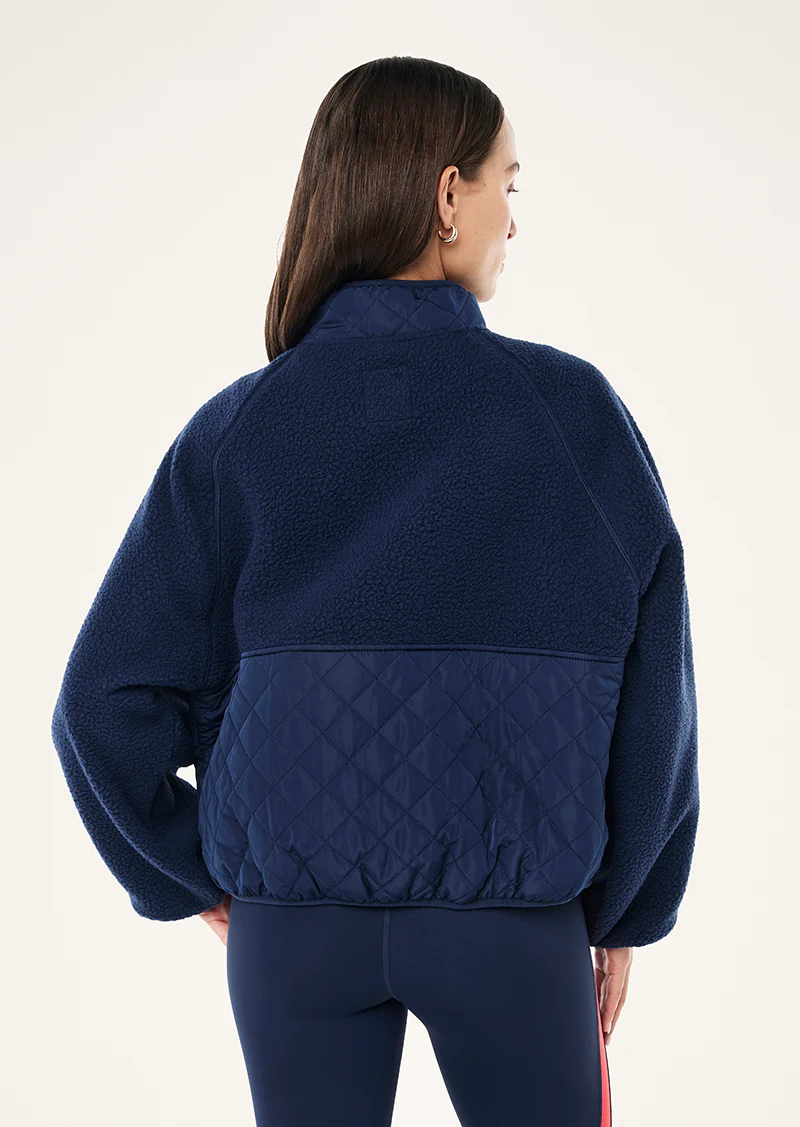 Technique quilt jacket in dark navy - Image 3
