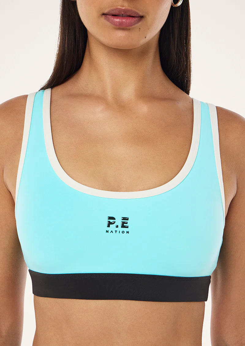 Pursuit sports bra in aqua