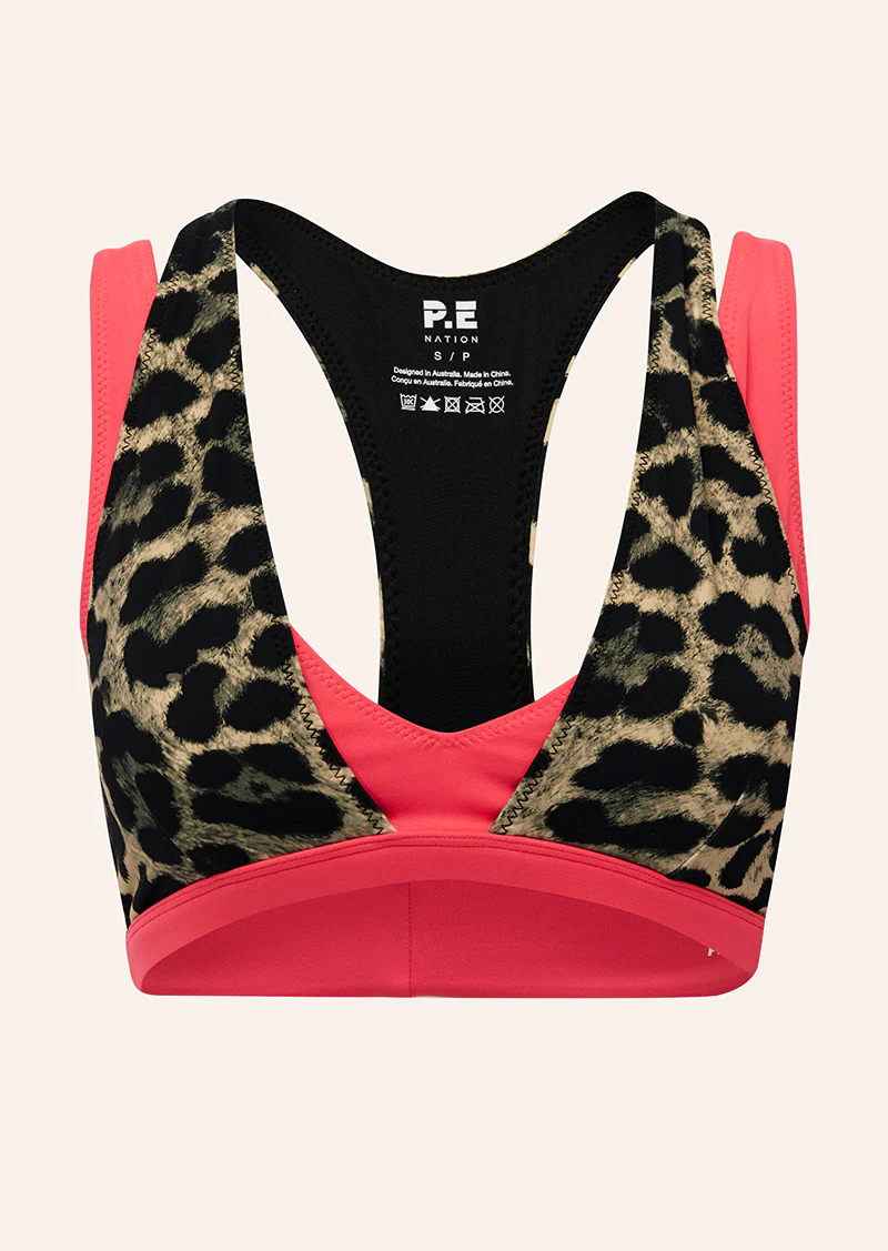 Unity sports bra in leopard & diva pink - Image 3