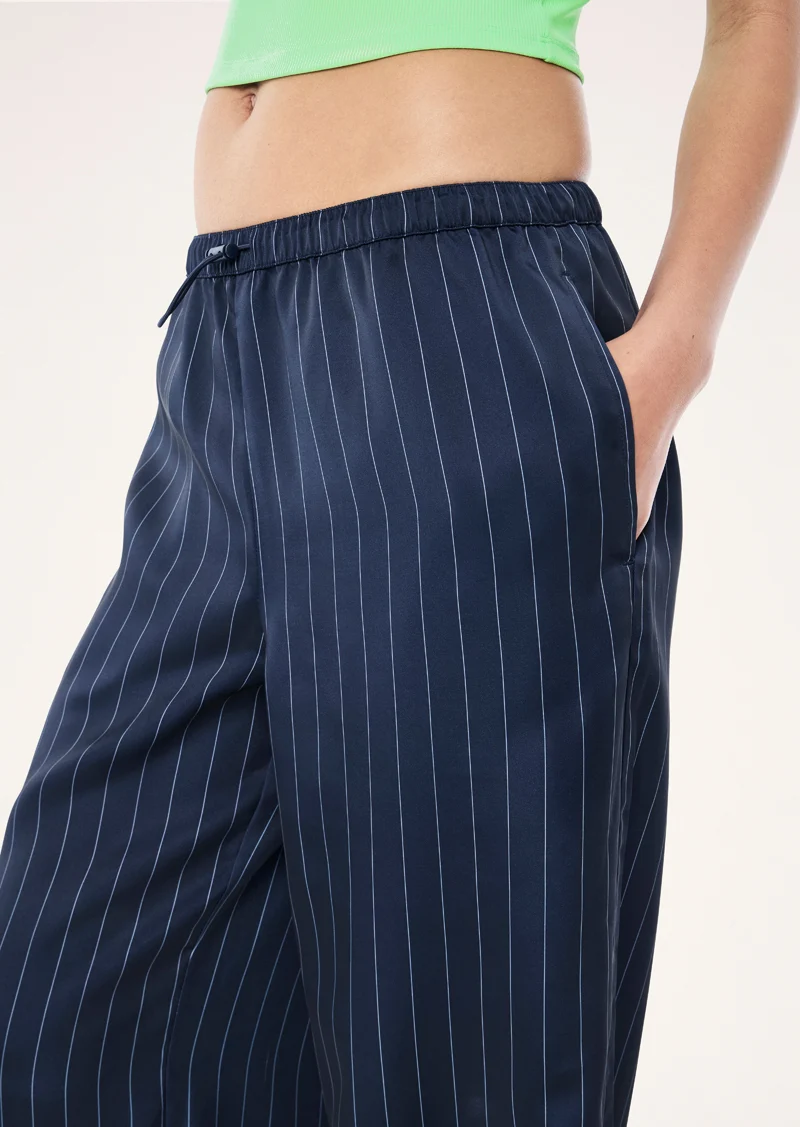 Balance satin pant in dark navy pinstripe - Image 3