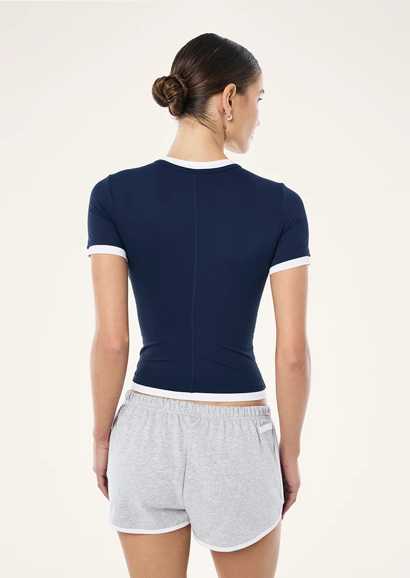 Foundation layer short sleeve tee in dark navy & white - Image 2