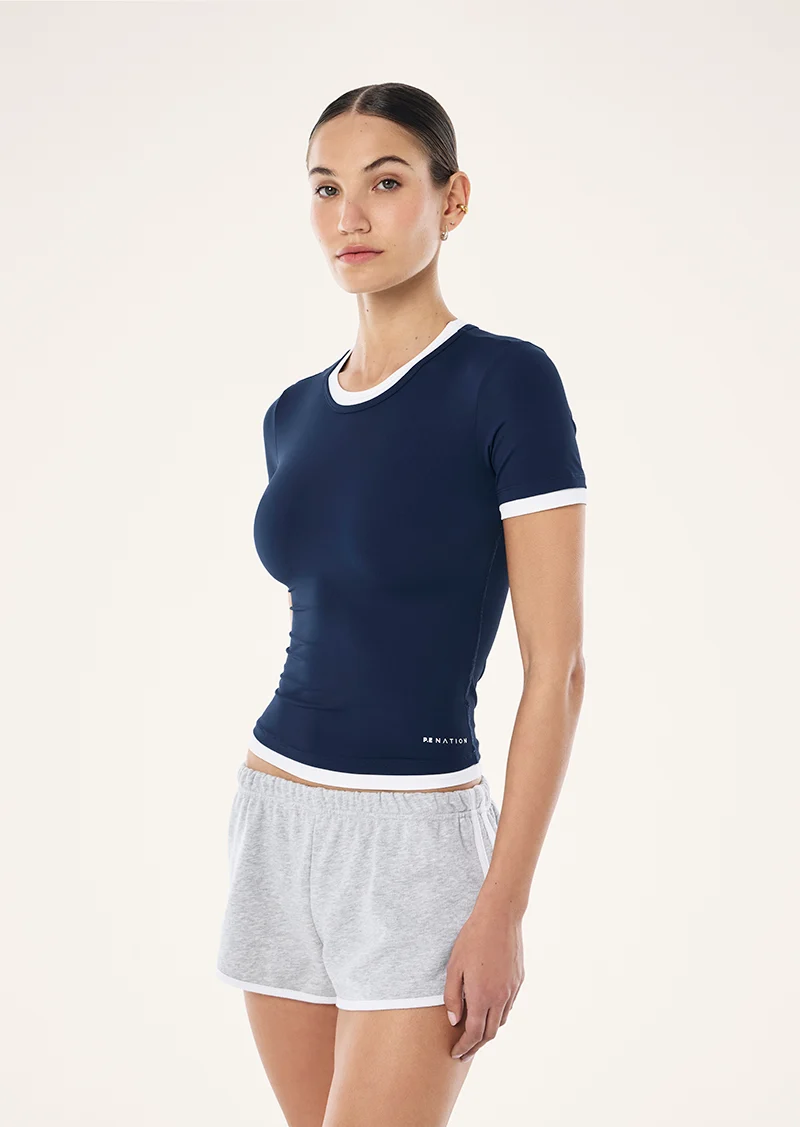 Foundation layer short sleeve tee in dark navy & white - Image 3