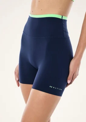 Stellar 5" bike short in dark navy & kiwi green