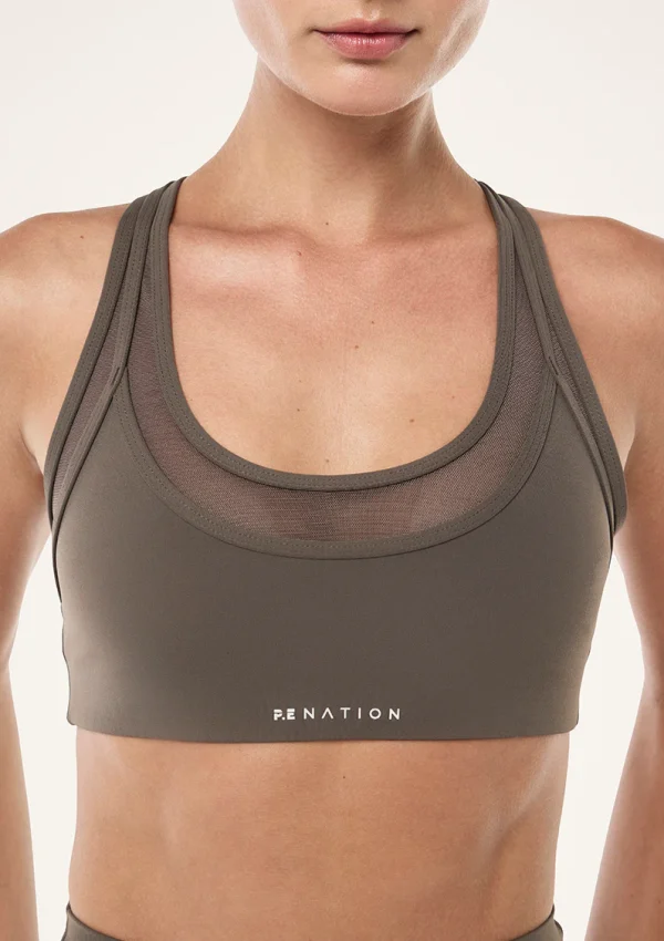 Fusion sports bra in major brown 1