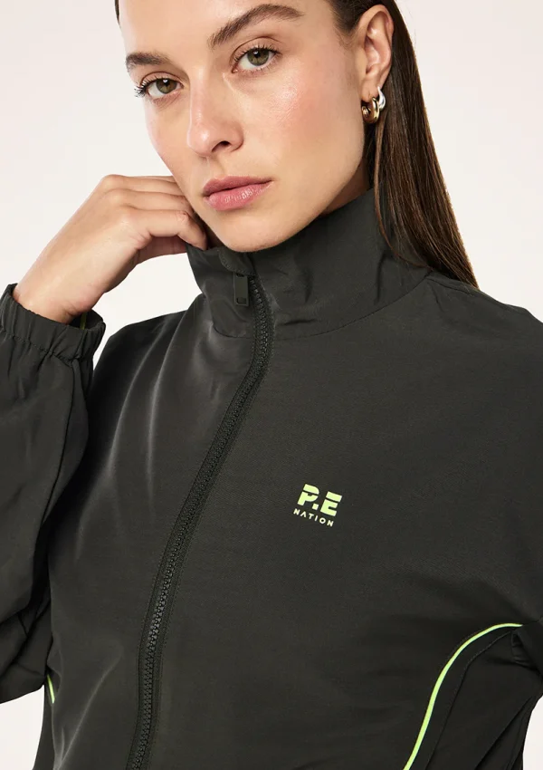 Linear jacket in caviar & lime 2