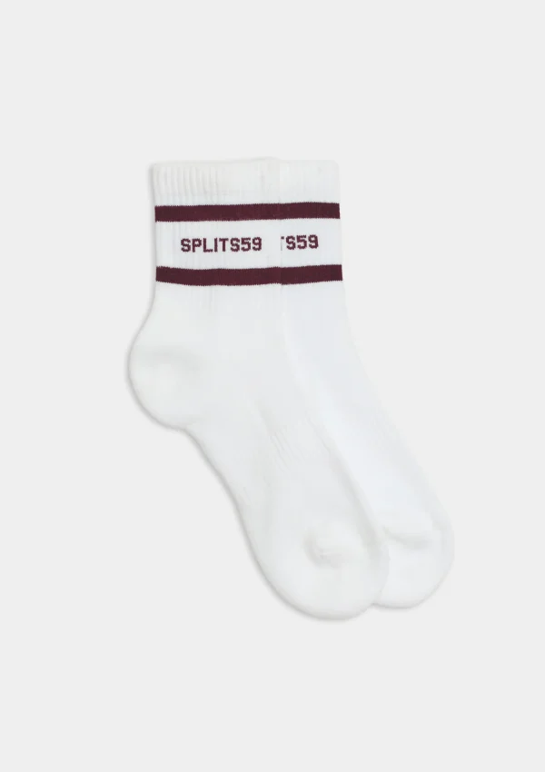 Logo Stripe Quarter Socks BURGANDY