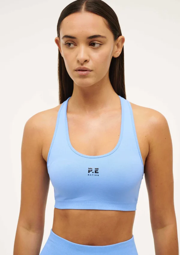 RESTORE SEAMLESS SPORTS BRA IN CORNFLOWER BLUE 1