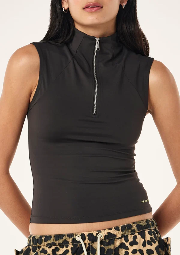 Routine quarter zip tank in smokestone 1