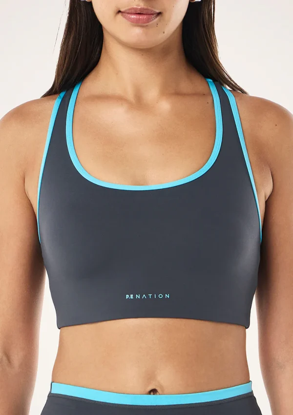 Stellar sports bra in marine blue & turquoise 1