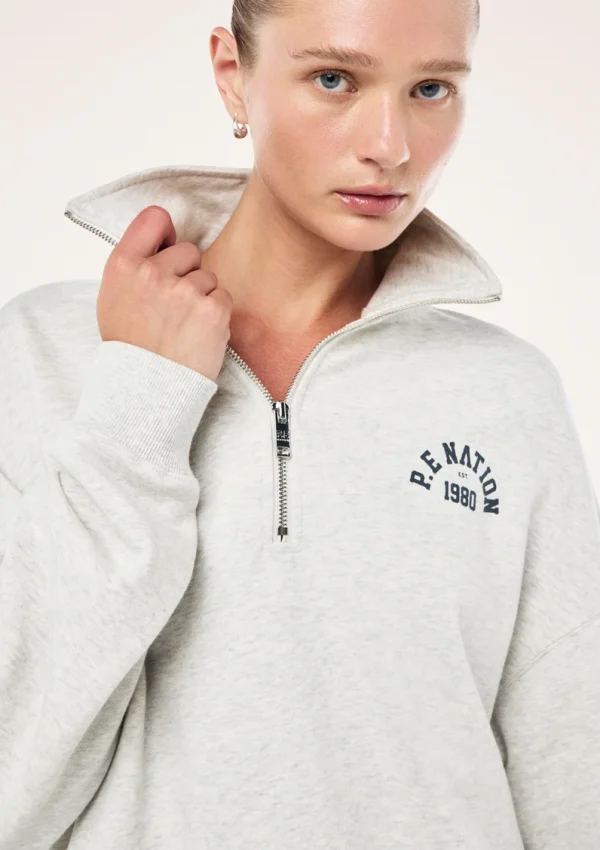 Swerve zip neck in grey marle 1