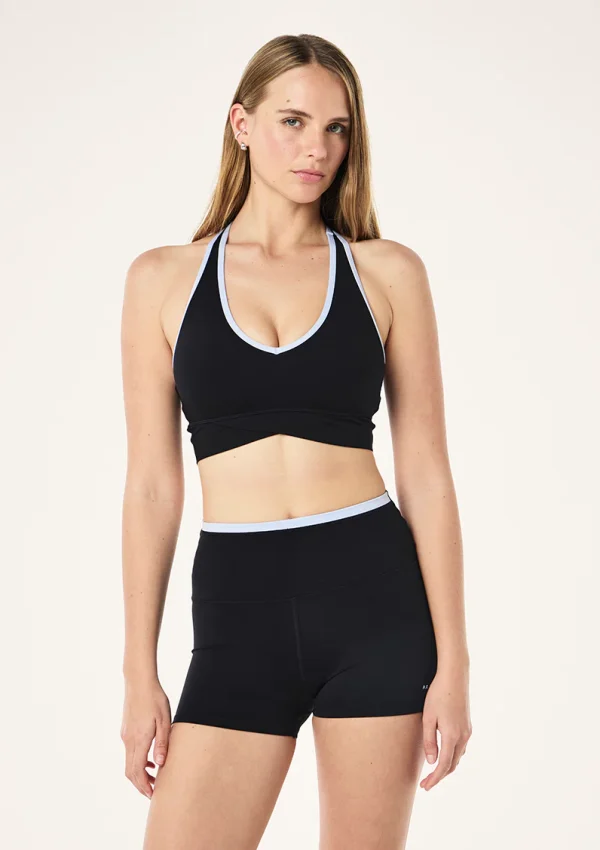 Vita sports bra in black & heather blue 1